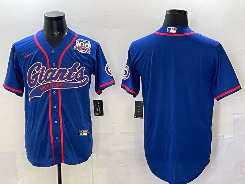 Men 2025 New York Giants Blank Blue Joint Name Nike Limited NFL Jersey style 02